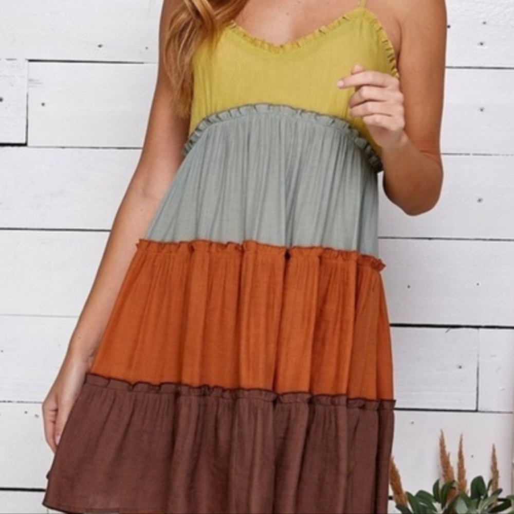 Sweet Lemon Women's 4 Color Tiered Dress Size L